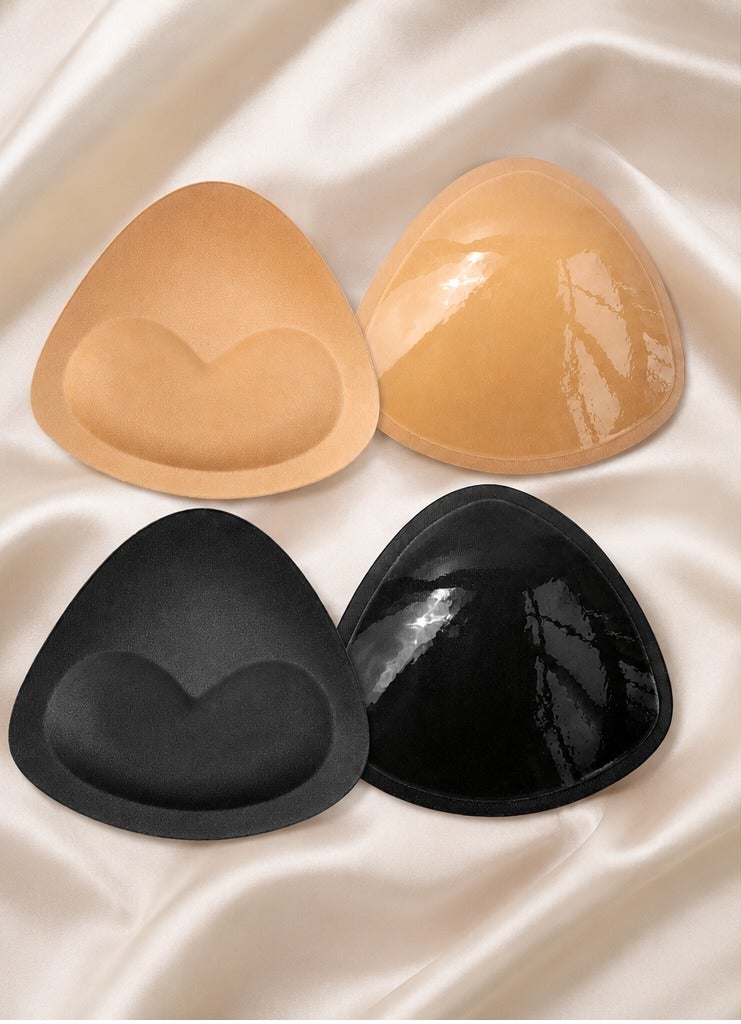 جومو ستور زوجان من حشوات الصدر اللاصقة القابلة لإعادة الاستخدام للنساء، حشوات سيليكون لاصقة لرفع الصدر، حشوات صدر غير مرئية، بيج وأسود - Image 5