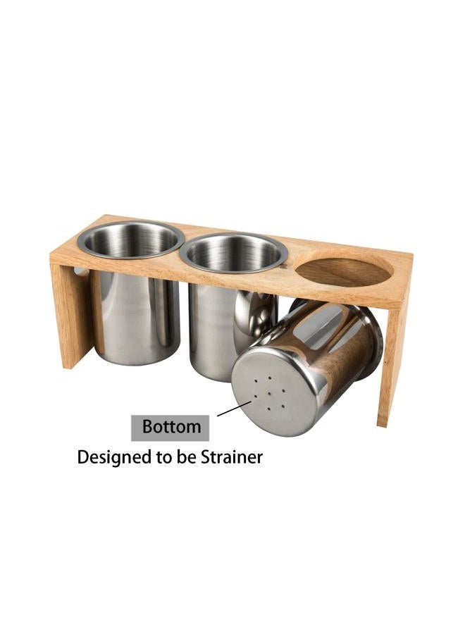 IMEEA Flatware Organizer Caddy with Wood Base SUS304 Stainless Steel Cutlery Utensil Holder for Kitchen Countertop - Image 5