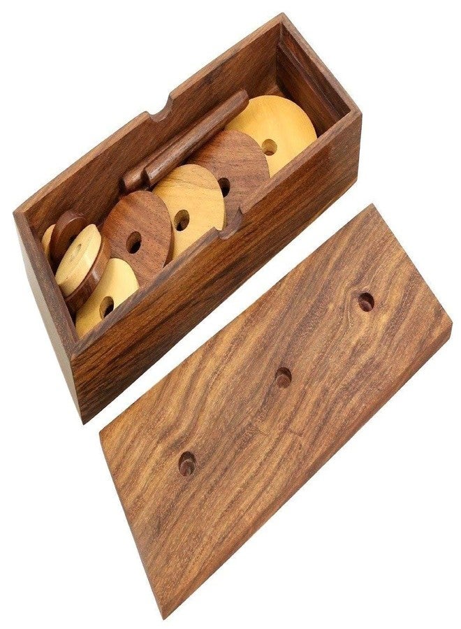 DECTEMS لعبة ألغاز برج هانوي الخشبية ذات التسع حلقات من ديكتمز آرتس | لعبة تعليمية يدوية الصنع لتنمية الذكاء، مناسبة للأولاد والبنات والكبار | صنع في الهند - Image 4