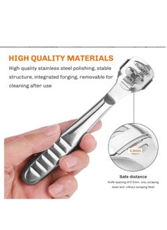 OASIS-TH Foot Files for Hard Skin, 2 in 1 Foot Scraper Hard Skin Remover with 10 Replacement, Professional Stainless Steel Pedicure Callus Shaver Set Foot Care Tools  - Image 4
