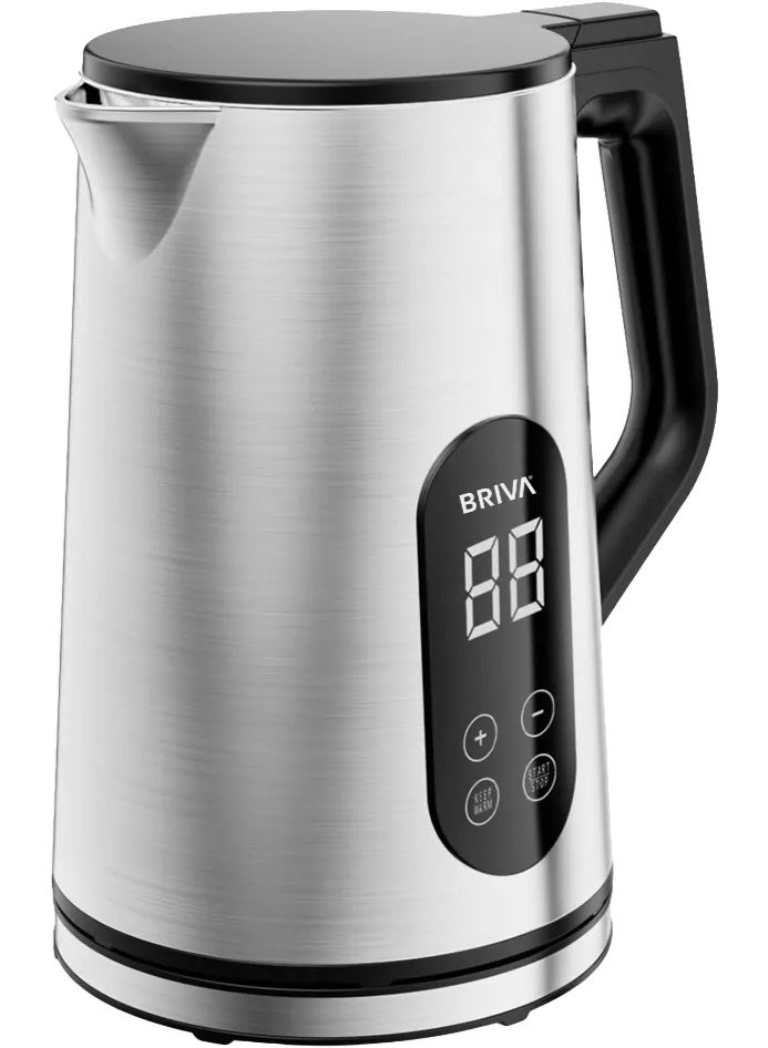 Briva Breva Stainless Steel Water Kettle, 1.7 Liter, 2200 Watts, Digital Display, Silver - Briva WK190 - Image 2