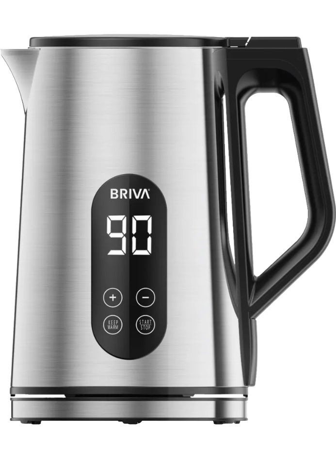 Briva Breva Stainless Steel Water Kettle, 1.7 Liter, 2200 Watts, Digital Display, Silver - Briva WK190 - Image 1