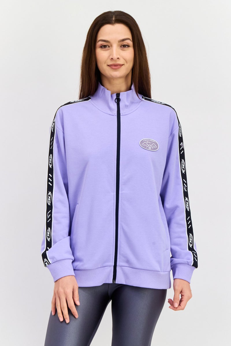 SKECHERS ملابس رياضية نسائية بأكمام طويلة مناسبة، خارجية، سويت شيرت، لافندر - Image 1