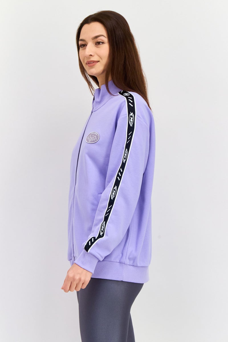 SKECHERS ملابس رياضية نسائية بأكمام طويلة مناسبة، خارجية، سويت شيرت، لافندر - Image 2