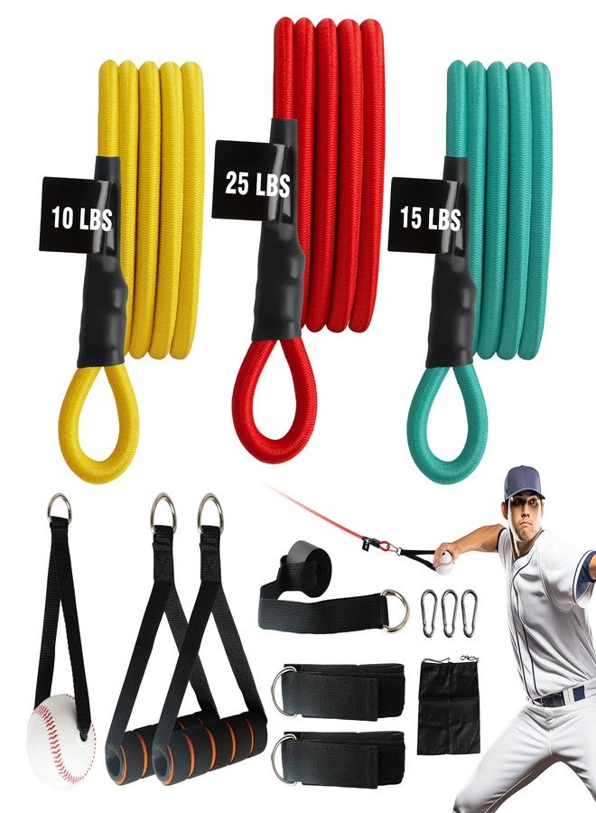 JWHOO Baseball Resistance Arm Bands - 12 Pcs, Baseball Bands for Arm Strength, Durable Bands with Interchangeable Grips, Ideal for Training, Warm-Ups & Beginner Learning - Image 1