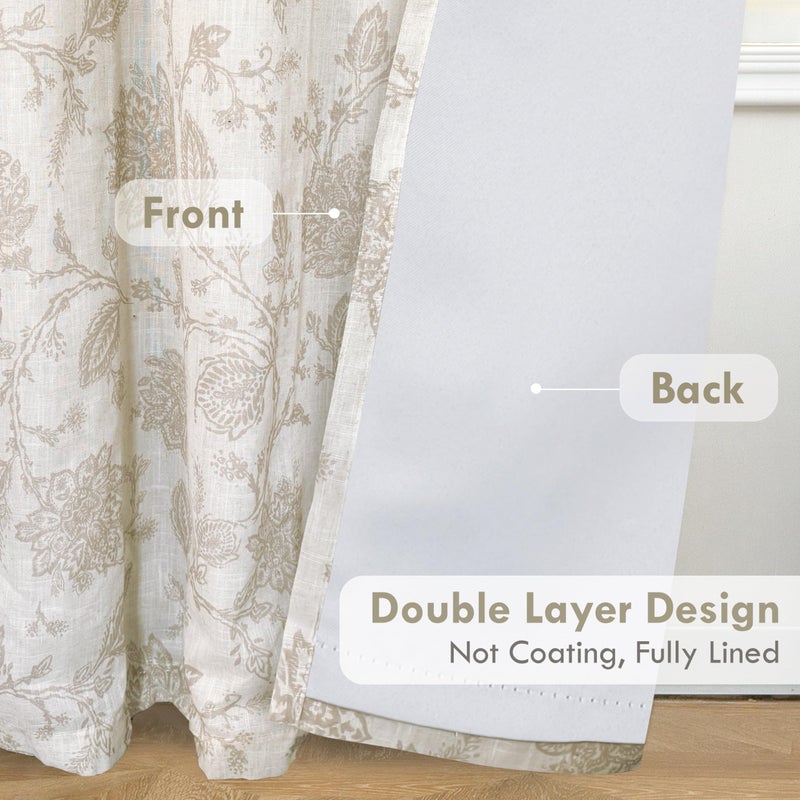 DriftAway Linen Floral Paisley Camel Beige Blackout Curtains for Living Room Bedroom 84 Inch Length 2 Panels Lined Grommet Window Drapes Thermal Farmhouse Country Jacobean Curtains - Image 2