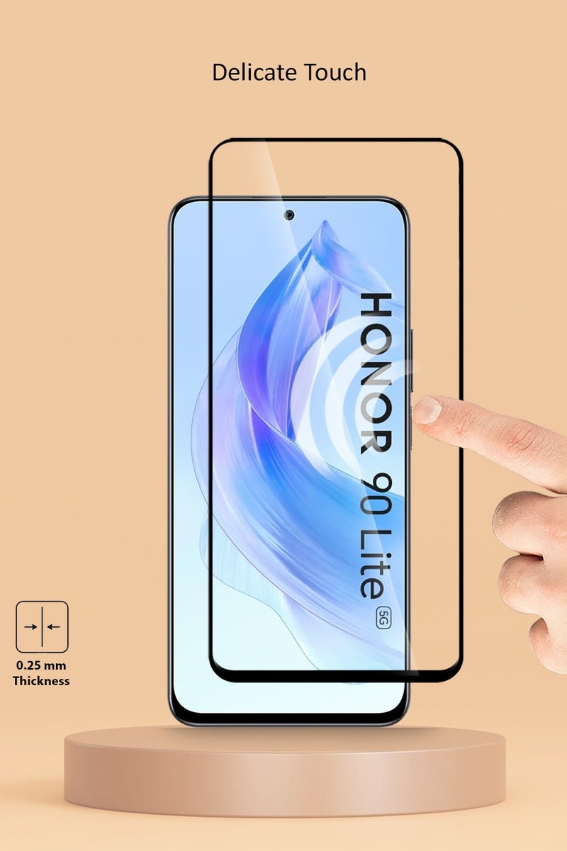Techie Techie Full Cover 10H Hardness HD Tempered Glass Screen Protector for Honor 90 Lite - Anti-Scratch, Anti-Fingerprint, and Bubbles Free Technology  - Image 4
