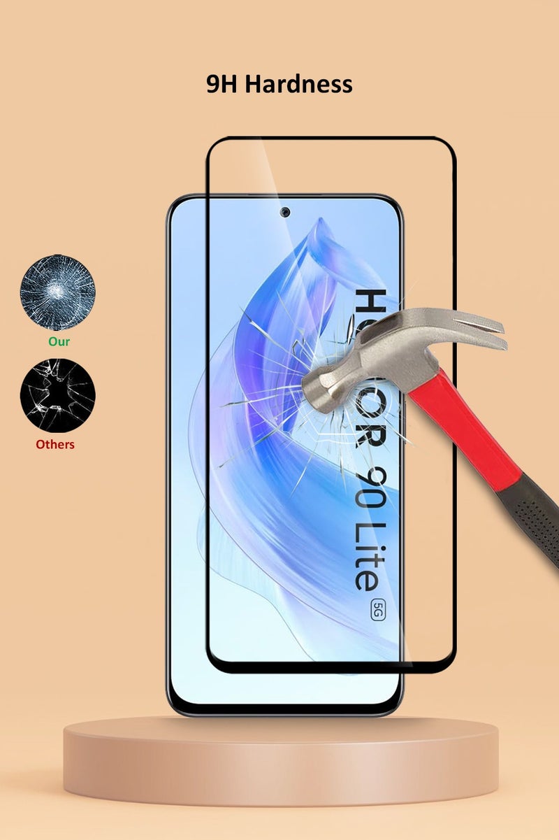 Techie Techie Full Cover 10H Hardness HD Tempered Glass Screen Protector for Honor 90 Lite - Anti-Scratch, Anti-Fingerprint, and Bubbles Free Technology  - Image 3