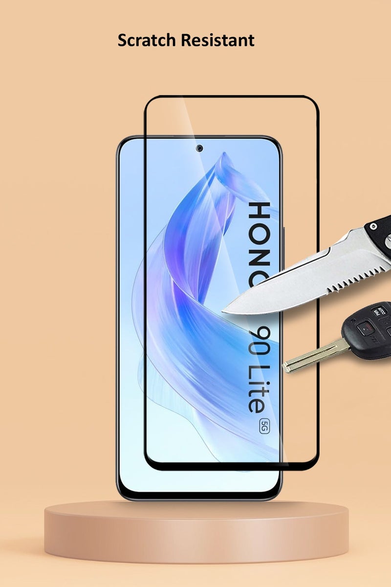 Techie Techie Full Cover 10H Hardness HD Tempered Glass Screen Protector for Honor 90 Lite - Anti-Scratch, Anti-Fingerprint, and Bubbles Free Technology  - Image 5