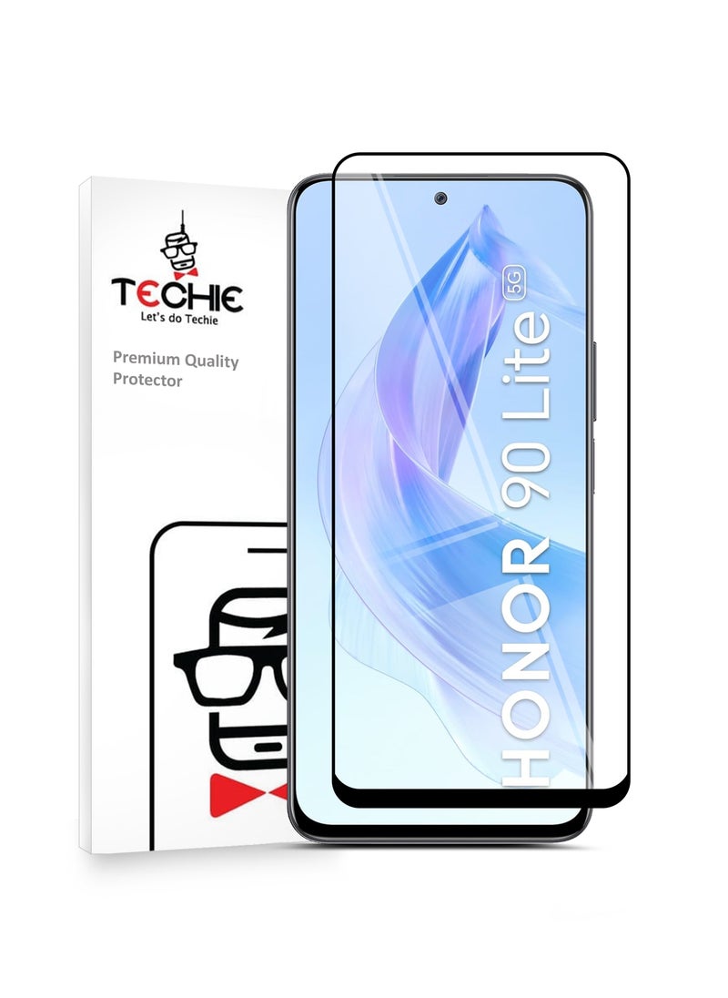 Techie Techie Full Cover 10H Hardness HD Tempered Glass Screen Protector for Honor 90 Lite - Anti-Scratch, Anti-Fingerprint, and Bubbles Free Technology  - Image 1