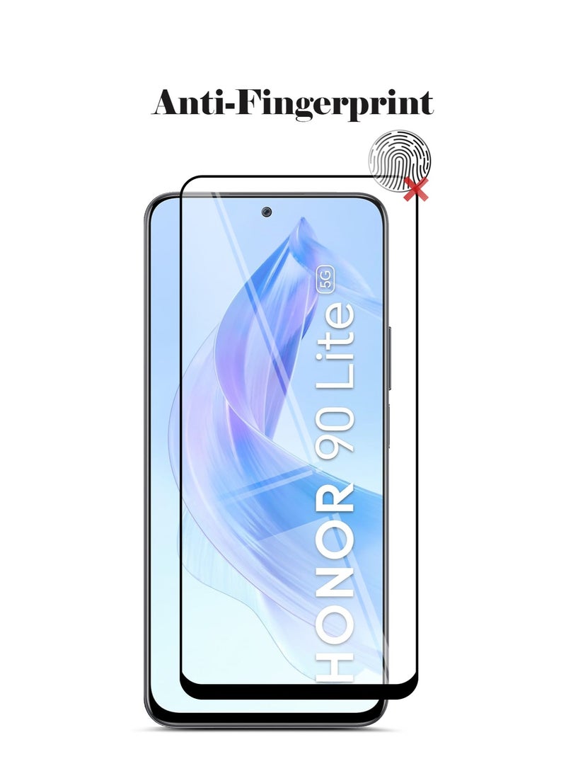 Techie Techie Full Cover 10H Hardness HD Tempered Glass Screen Protector for Honor 90 Lite - Anti-Scratch, Anti-Fingerprint, and Bubbles Free Technology  - Image 2