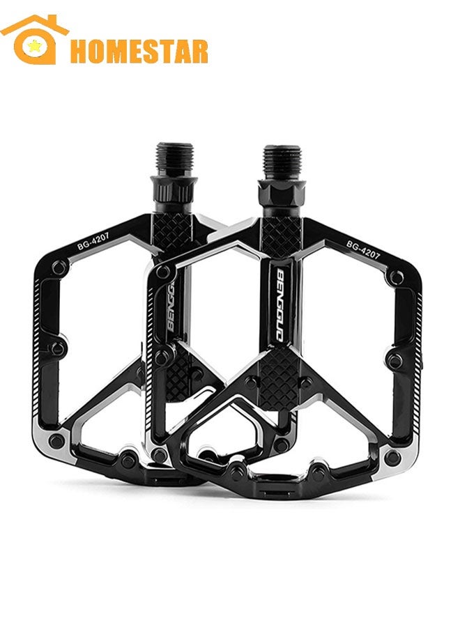 HOMESTAR 2 Pcs Mountain Bike Pedals, MTB Bicycle Flat Pedals, Alloy Aluminum Durable Sealed Bearing for Most Bikes - Image 1