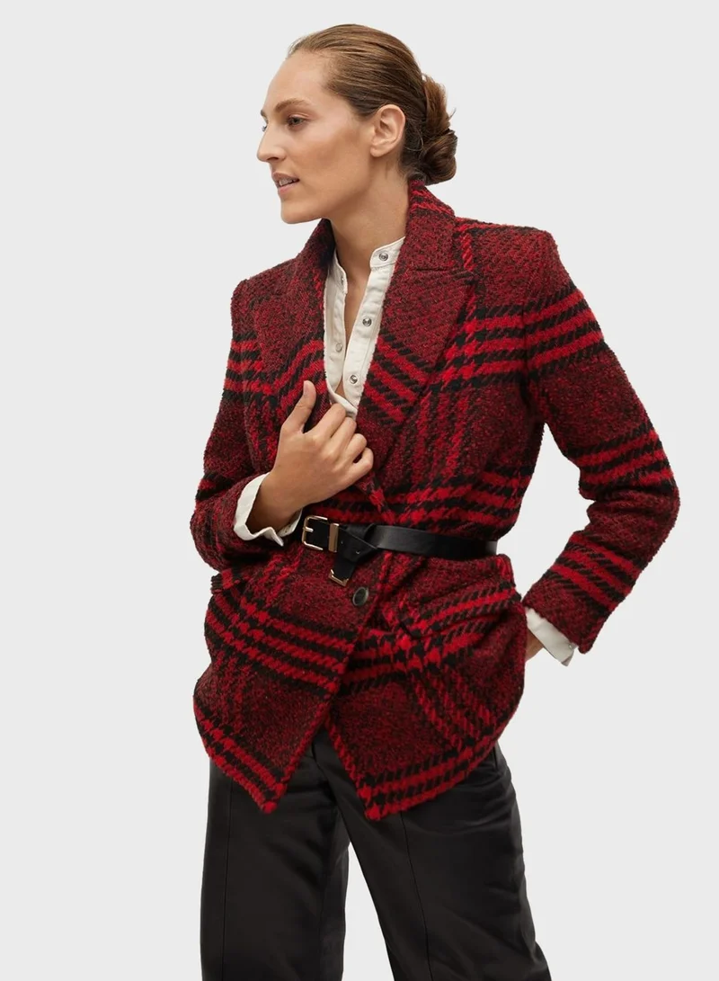 MANGO Checked Oversized Blazer