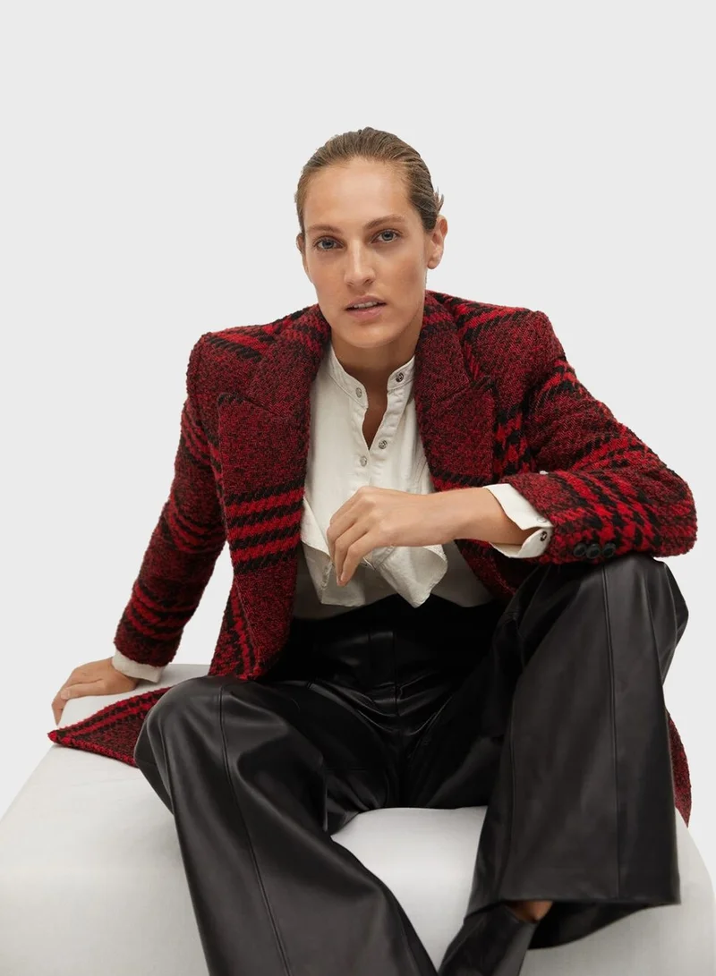 MANGO Checked Oversized Blazer