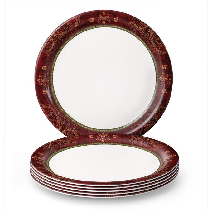 PURE MELAMINE BUFFET PLATE SET ORNAMENTAL 125 6 NOS STAIN FREE GLAZED FINISH