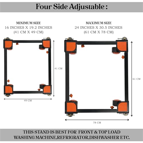Shop4Ever Heavy Duty Adjustable Washing Machine Stand with Wheels | Front & Top Load | Multi-Use Fridge & Cooler Base | Anti-Vibration Metal Trolley | Rust-Proof - Image 5