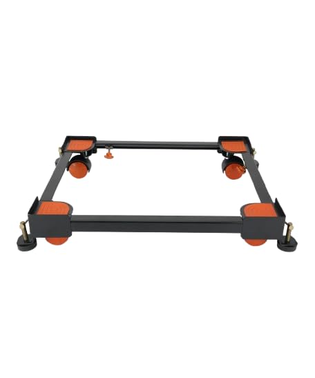 Shop4Ever Heavy Duty Adjustable Washing Machine Stand with Wheels | Front & Top Load | Multi-Use Fridge & Cooler Base | Anti-Vibration Metal Trolley | Rust-Proof - Image 1