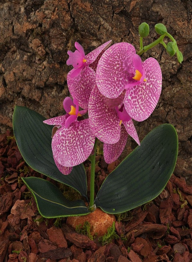 WOLEDOE Fake Orchids Artificial Flowers, Reptile Terrarium Decor Plants, Bearded Dragon Tank Accessories fit Crested Gecko Leopard Lizard Chameleon Ball Python Snake Frog - Red - Image 5