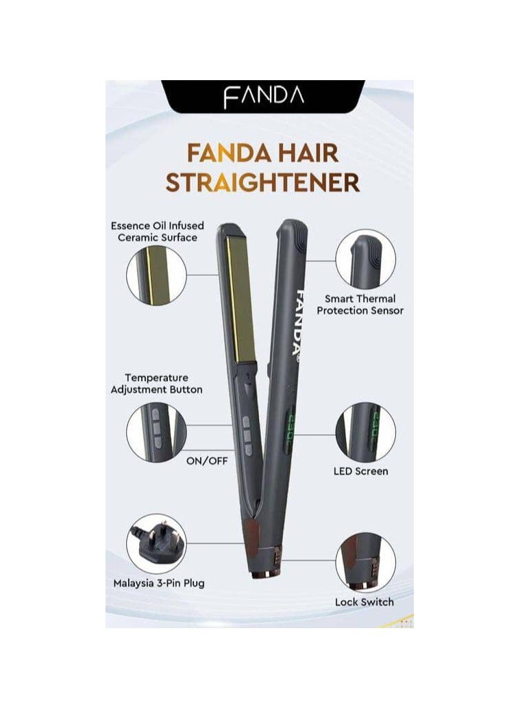 Fanda Hair Straightener 2.5cm Black, gold - Image 3