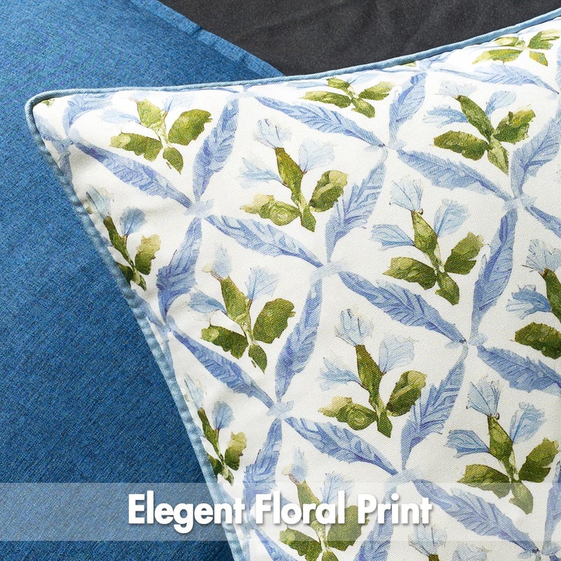 MIULEE Floral Decorative Pillow Covers Set of 2,block print Throw Pillowcases Outdoor Boho Farmhouse Vintage Coastal Summer Accent Cushion Covers for Couch paito Garden Sofa Bed 18x18 Inch, Blue-Green - Image 4