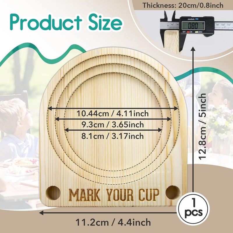 Gfdoso Cup Holder with Marker Slot - Wooden Cup Holder with Marker Slot Suitable for Marking Cup Holders at Party, Kitchen Countertop, Picnic and Social Gathering - Image 3