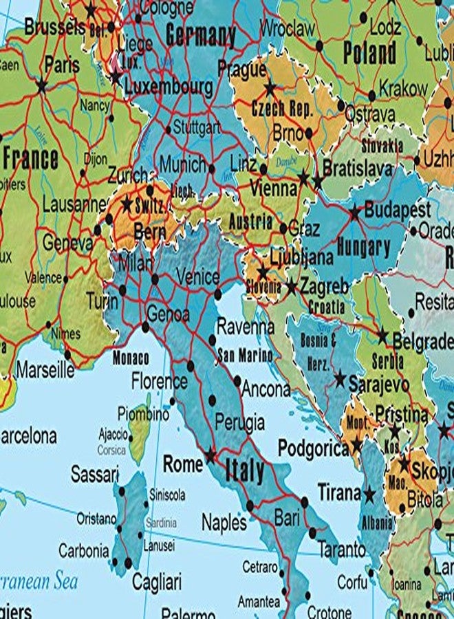 Swiftmaps Europe Wall Map GeoPolitical Edition by Swiftmaps (18x22 Laminated) - Image 2
