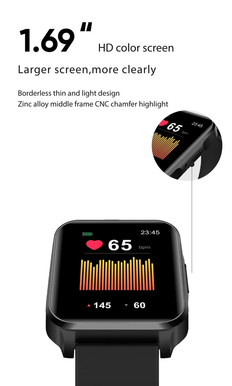 BENIO Smart Watch for Men and Women, 1.69" Fitness Tracker, 24/7Heart Rate/SpO2/Sleep Tracker, Multiple Dials & 23 Sports Modes Fitness Watch, IP67 Waterproof, Compatible with Android iOS - Image 3