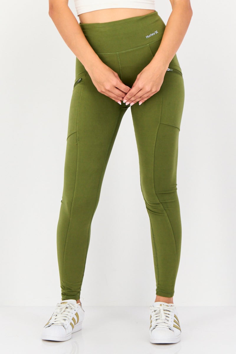 Hurley Women Sportswear Fit Training Tights, Olive - Image 1