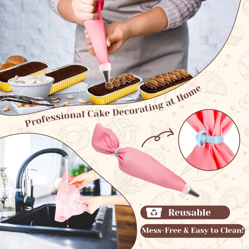 YQER 100 Pack Mini Cake Pans with Lids Spoons & 1 Piping Bag and Tips Set â€“ 6.8oz Disposable Aluminum Foil Yellow Mini Loaf Pans for Cake Tins, Baking, Gift & Parties - Image 4