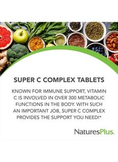 Nature's Plus NaturesPlus Super C Complex, Sustained Release - 1000 mg, 60 Vegetarian Tablets - High Potency Immune Support Supplement, Antioxidant - Enhanced Absorption - Gluten-Free - 60 Servings  - Image 3