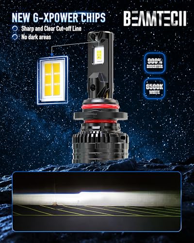 BEAMTECH 9005 Bulbs, 900% Brighter Canbus Ready 6500K White HB3 Light or Fog Light, 2 Bulbs. - Image 3