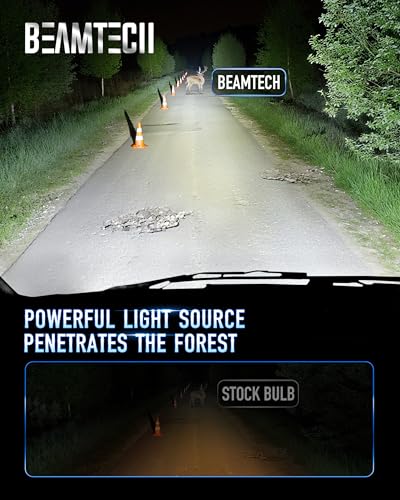 BEAMTECH 9005 Bulbs, 900% Brighter Canbus Ready 6500K White HB3 Light or Fog Light, 2 Bulbs. - Image 2