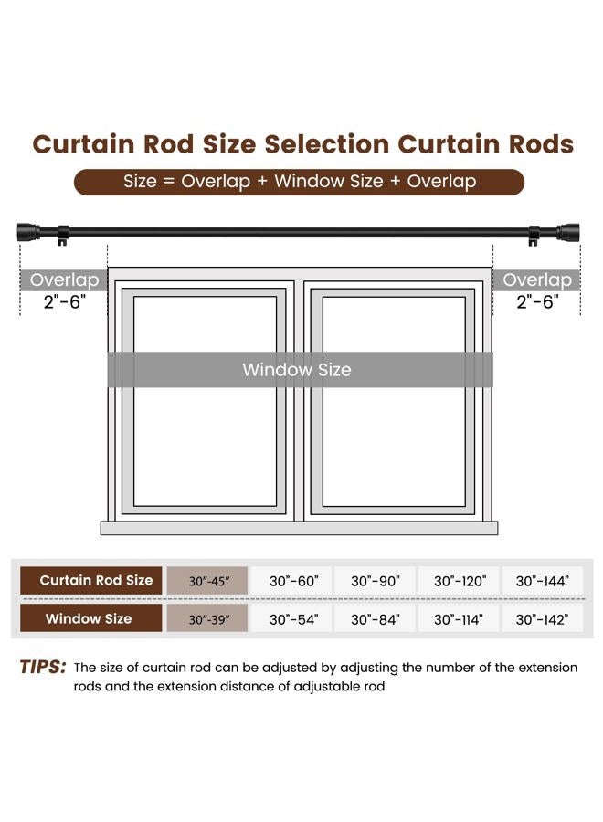 Hradecti 1” Diameter Matte Black Curtain Rod Itself is 30-45 Inch 1 Pack - Image 2