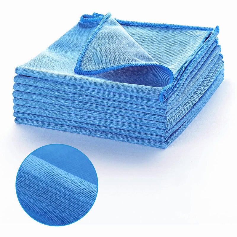 ZHIDIAN Window Glass Microfiber Cleaning Cloth 8Pack Premium Lint Free Mirrors Polishing Rags Eye Glass Clean Cloths Shower Glass Cleaner Towels Glass Wipes for Car Windows Blue12x12