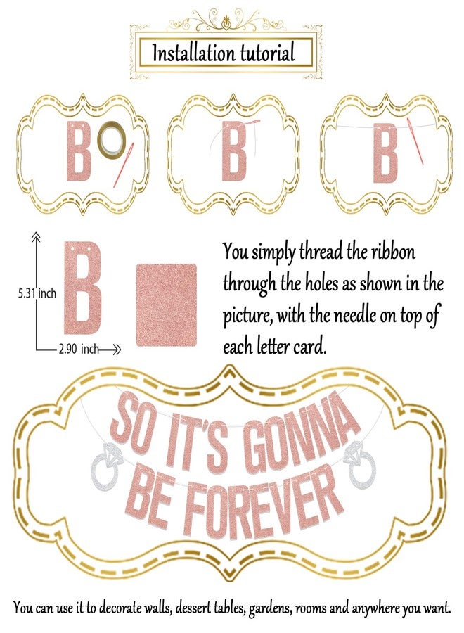 WFKLDF Rose Gold Bachelorette Banner So It's Gonna Be Forever Banner Bachelorette Party Decorations Engagement Bridal Shower Decorations - Image 2