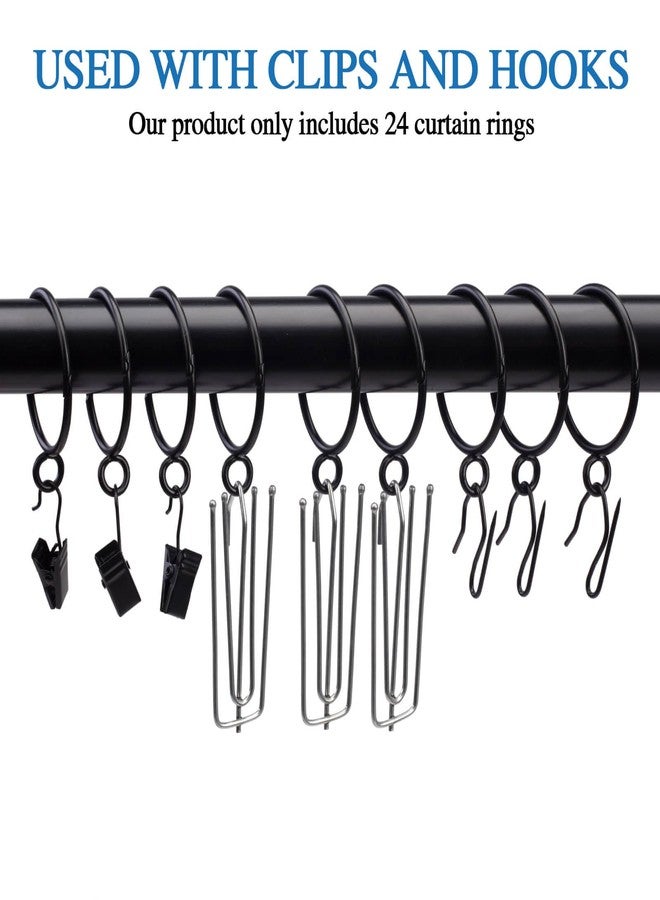 TXZWJZ Openable Curtain Rings with Eyelet,24PCS Black Curtain Rings,Drapes Rings 1.25 in Interior Diameter,Hinge Snap-Joint Design, Fits Curtain Rods Up to 1 Inches TXZWJZ - Image 2