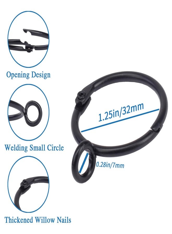 TXZWJZ Openable Curtain Rings with Eyelet,24PCS Black Curtain Rings,Drapes Rings 1.25 in Interior Diameter,Hinge Snap-Joint Design, Fits Curtain Rods Up to 1 Inches TXZWJZ - Image 5