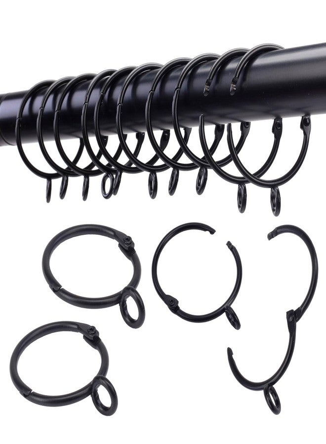 TXZWJZ Openable Curtain Rings with Eyelet,24PCS Black Curtain Rings,Drapes Rings 1.25 in Interior Diameter,Hinge Snap-Joint Design, Fits Curtain Rods Up to 1 Inches TXZWJZ - Image 1