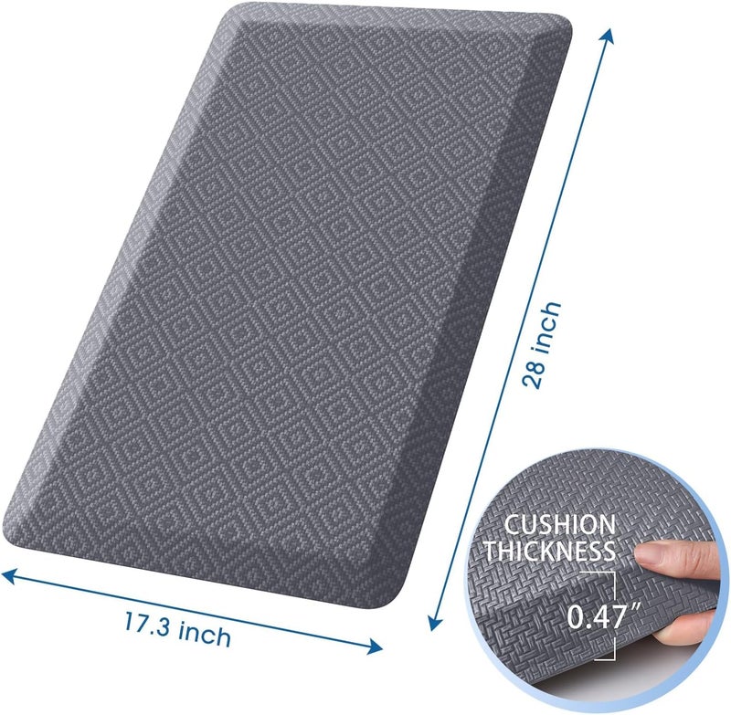 Mattitude Kitchen Mat Cushioned Anti-Fatigue Floor Mat Water Resistant Non-Slip Mats and Rugs Standing and Comfort Desk Mats for House Sink Office Laundry (Grey, 17.3"x28") - Image 2
