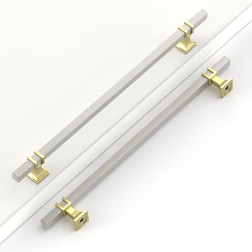Coinkoly 6 Pack 126 Inch320mm Cabinet Handles Brushed Nickel and Gold Kitchen Satin Nickel and Gold Cabinet Pulls Cupboard Drawer Hardware for Cabinets - Image 1