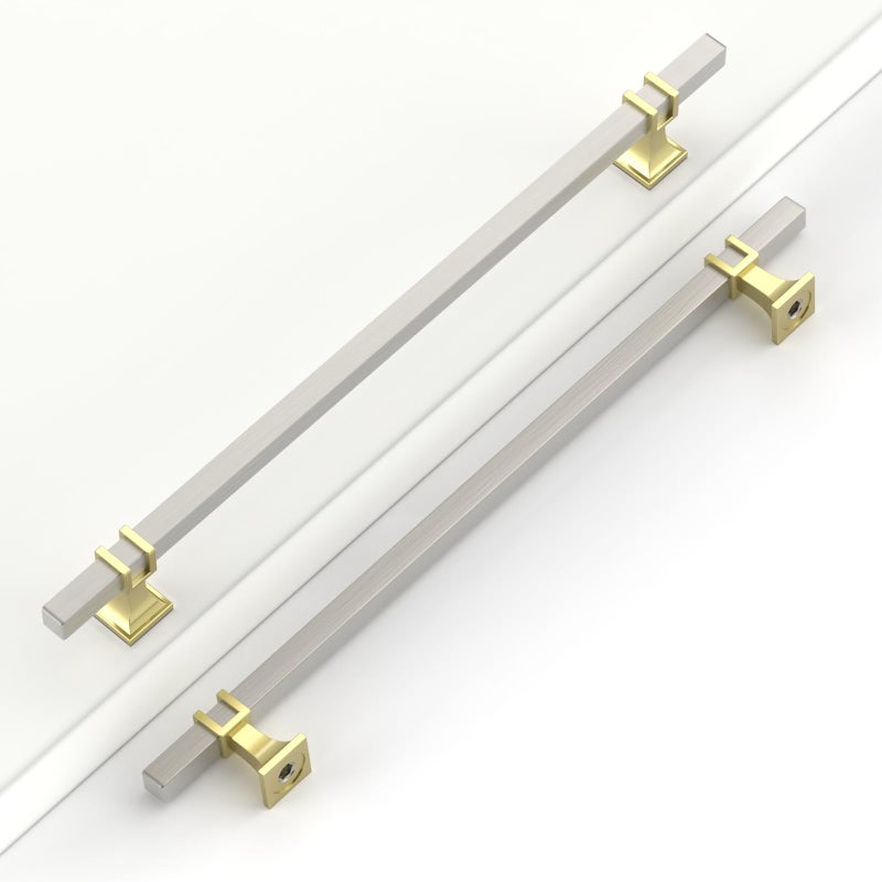 Coinkoly 6 Pack 126 Inch320mm Cabinet Handles Brushed Nickel and Gold Kitchen Satin Nickel and Gold Cabinet Pulls Cupboard Drawer Hardware for Cabinets - Image 2