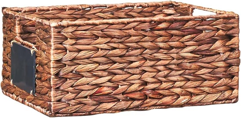Homesmiths Mocha Brown Water Hyacinth Bin with Handle - Image 1