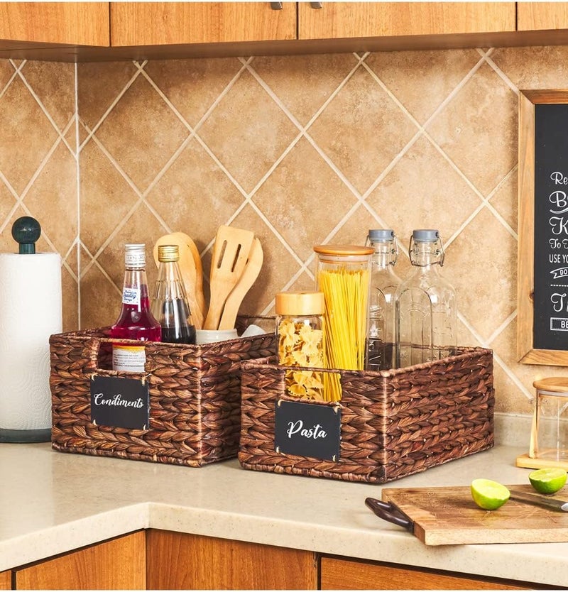 Homesmiths Mocha Brown Water Hyacinth Bin with Handle - Image 2