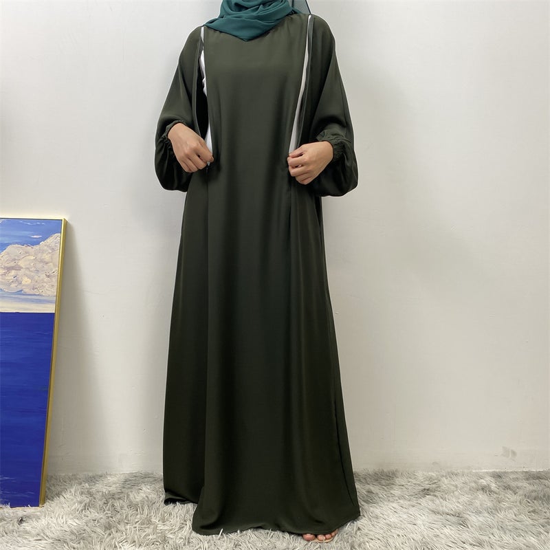 monica fashion Elegant Slim-Fit Front-Zip Muslim Nursing Dress - Image 2