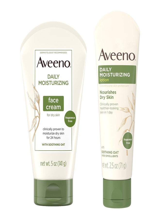 Aveeno Daily Moisturizing Fragrance-Free Face & Neck Cream, Oat Facial Moisturizer for Dry Skin, 5 oz, & Aveeno Daily Moisturizing Body Lotion with Soothing Oat, 2.5 oz (2 Item, Product Bundle) - Image 1