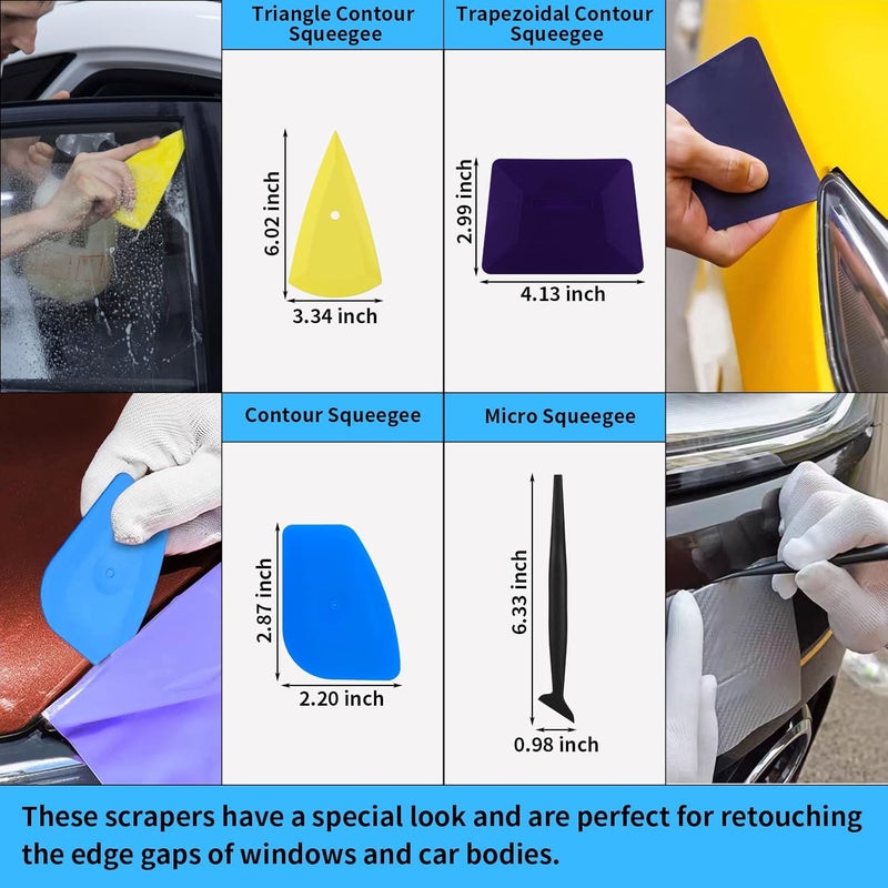 STHIRA 12 Pcs Premium Car Window Film Tint Tool Kit, High-Quality Vechile Application, Squeegee for Vinyl Wrap, Scraper Tool, Essential Tinting Wrapping Tools for DIY and Professional Use - Image 4