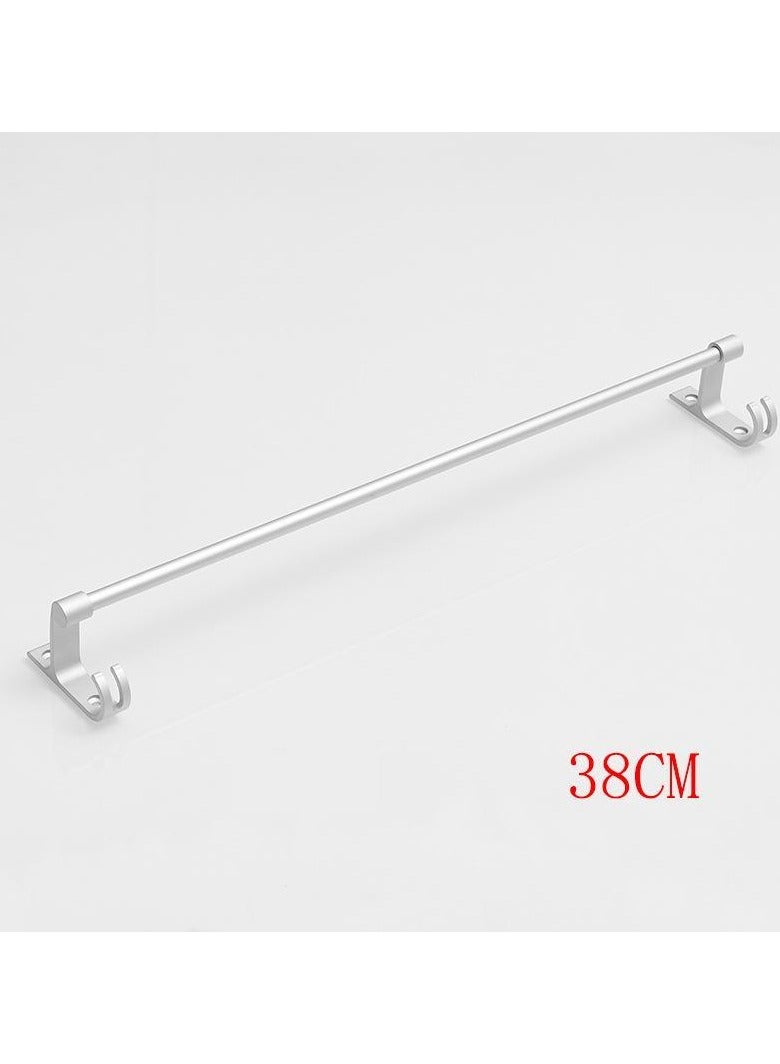 Loquat Space Aluminum Towel Bar Bathroom Accessories Multifunctional Hardware(Matte Single Pole 38CM Punching installation)