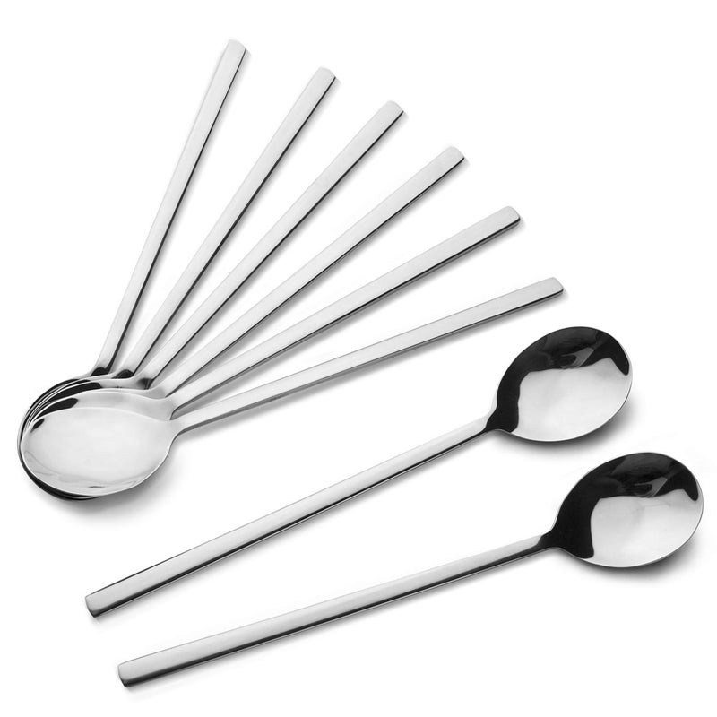 AOOSY Korean SpoonStainless Steel Round Soup Spoons Set of 8Table Spoons85 inch Long Handle Dinner Rice Korean Spoon Set for Home Kitchen Restaurant