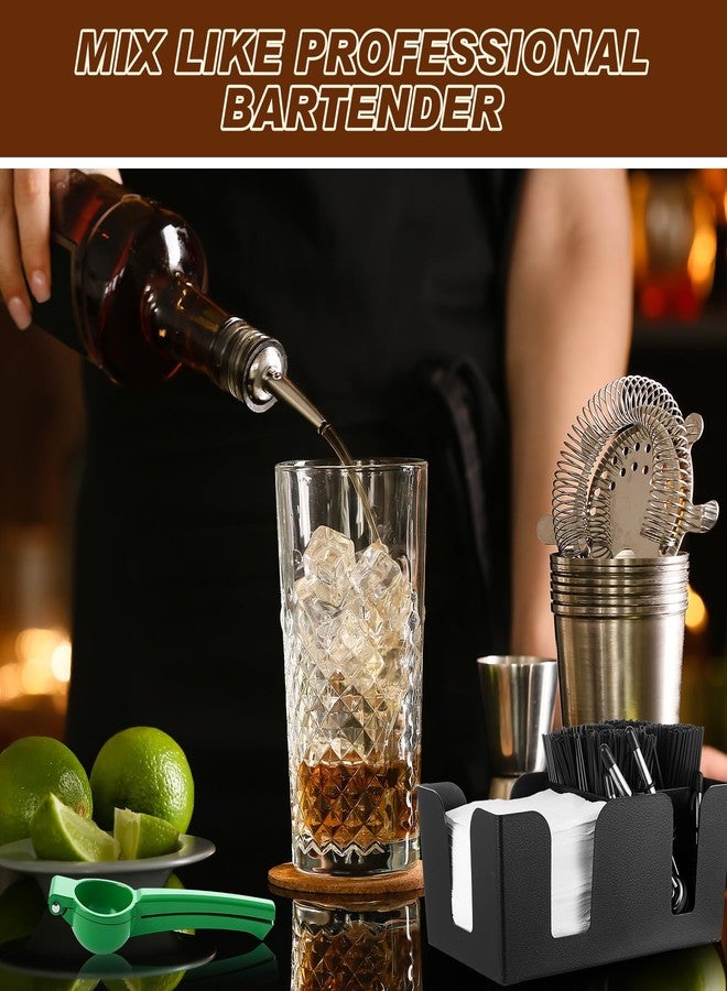 Mifoci Acacia Wood 5 Tier Margarita Salt Rimmer Set with 4 Sponges 12 Bottle Pourers, Bar Caddy, Lemon Squeezer, Bar Mat 1000 Cocktail Stirrers 200 Napkins for Home Bar Party Bartender Gifts Supplies - Image 5