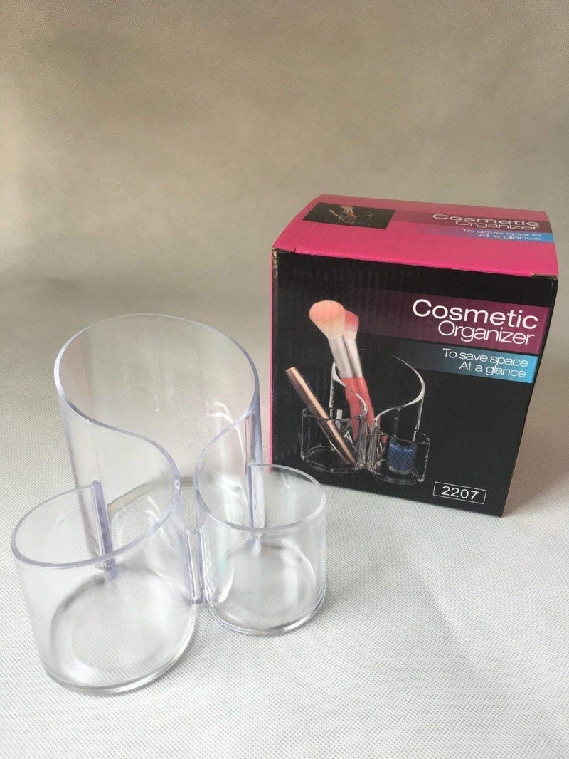 Meetzone حامل فرش المكياج الأكريليكي من ميتزون، 3 فتحات لتخزين مستحضرات التجميل، كوب فرش المكياج على طاولة الزينة، المكتب، أسطح الحمام (1 قطعة/متعدد الألوان) - Image 5